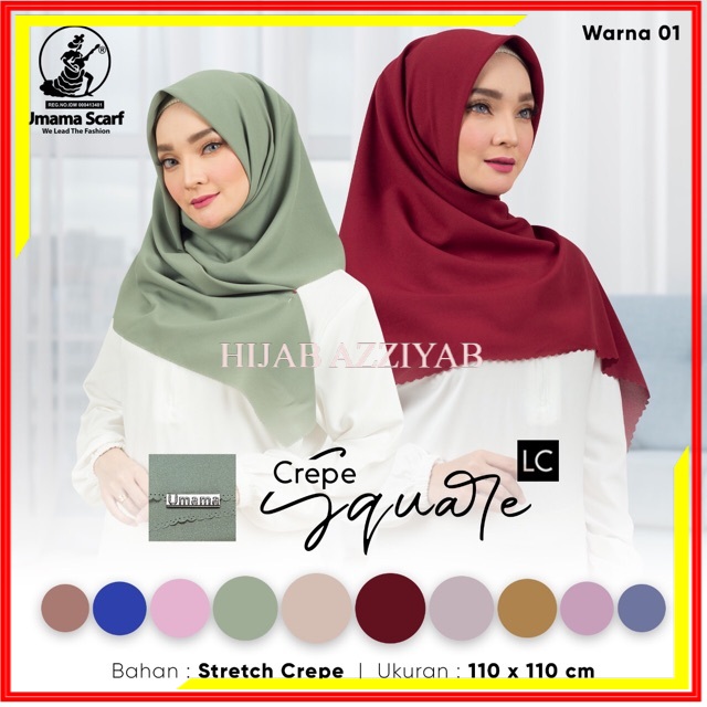 Grosir Hijab Umama Scarf Crepe Square Lc Murah Jilbab Segi Empat Polos Lasercut Jilbab Segi4