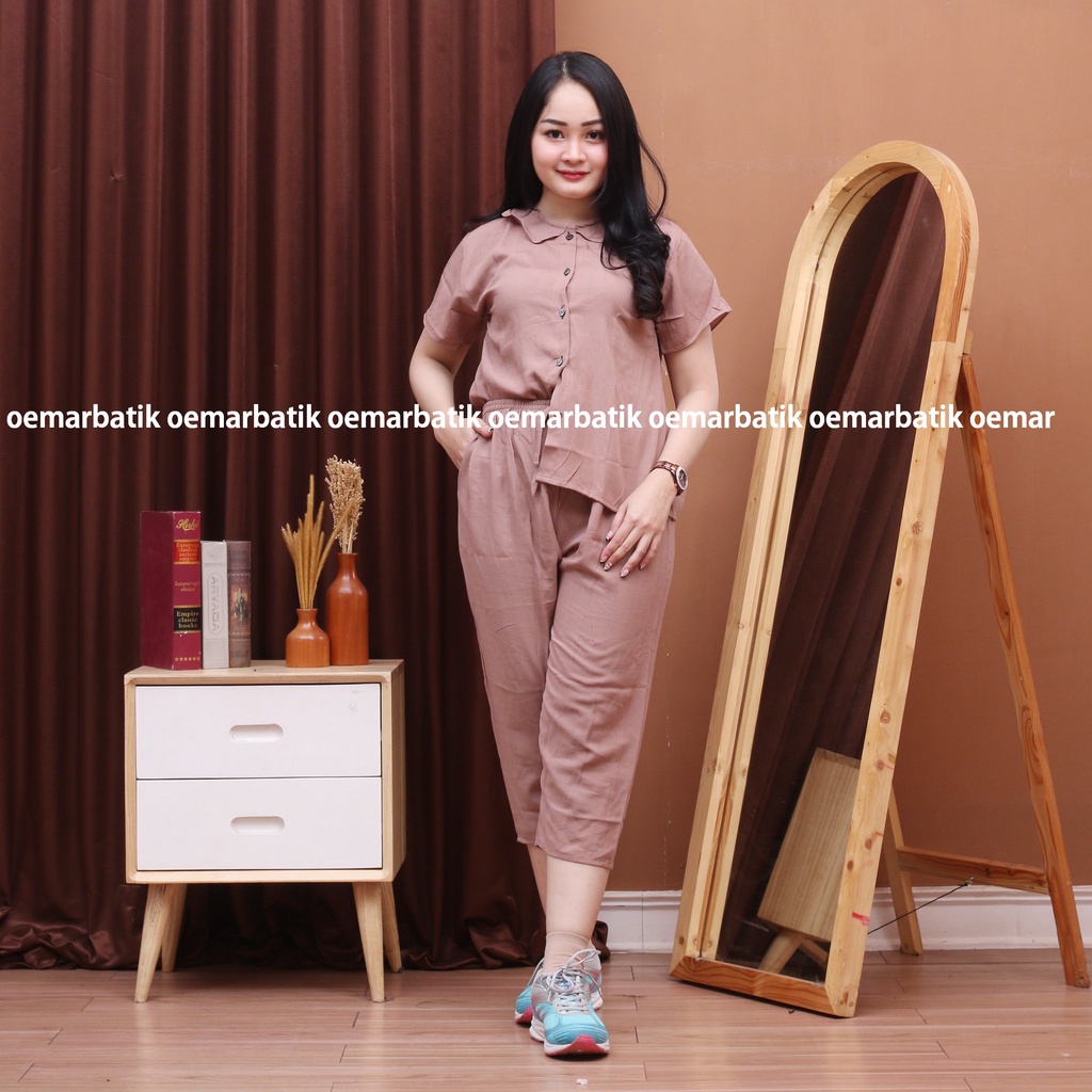 BAJU ONE SET DAILY OOTD PAJAMAS PIYAMA PAKAIAN TIDUR CELANA SETELAN POLOS  KEMEJA BAHAN KATUN RAYON