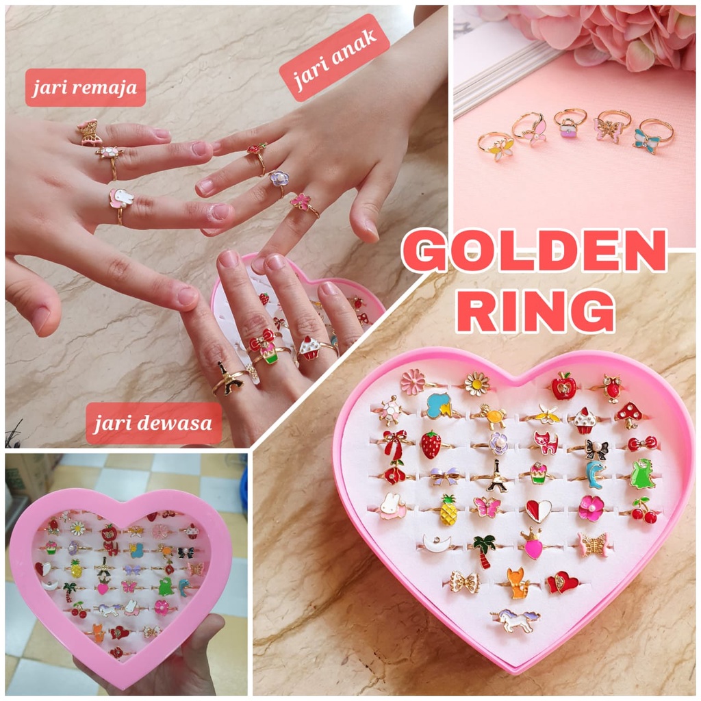 GOLDEN RING CINCIN EMAS IMITASI ANAK PEREMPUAN LUCU PERHIASAN AKSESORIS MAINAN IMPORT