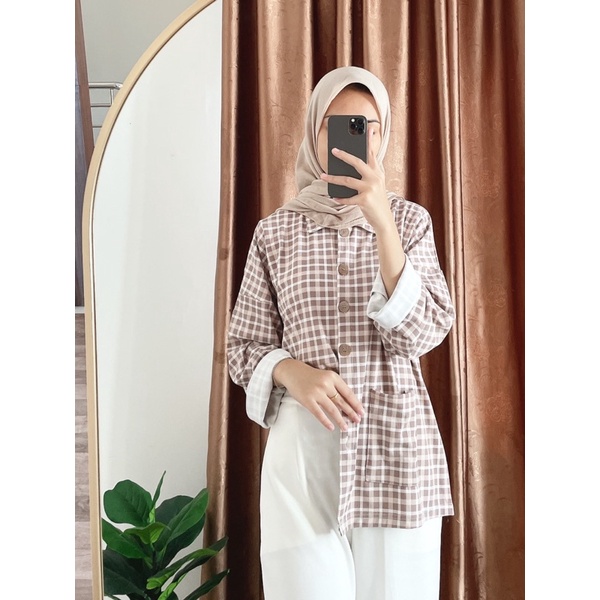 MOCHI BASIC (Ld 110 Pjg 61) - Atasan Kemeja Kotak Bahan Kaos