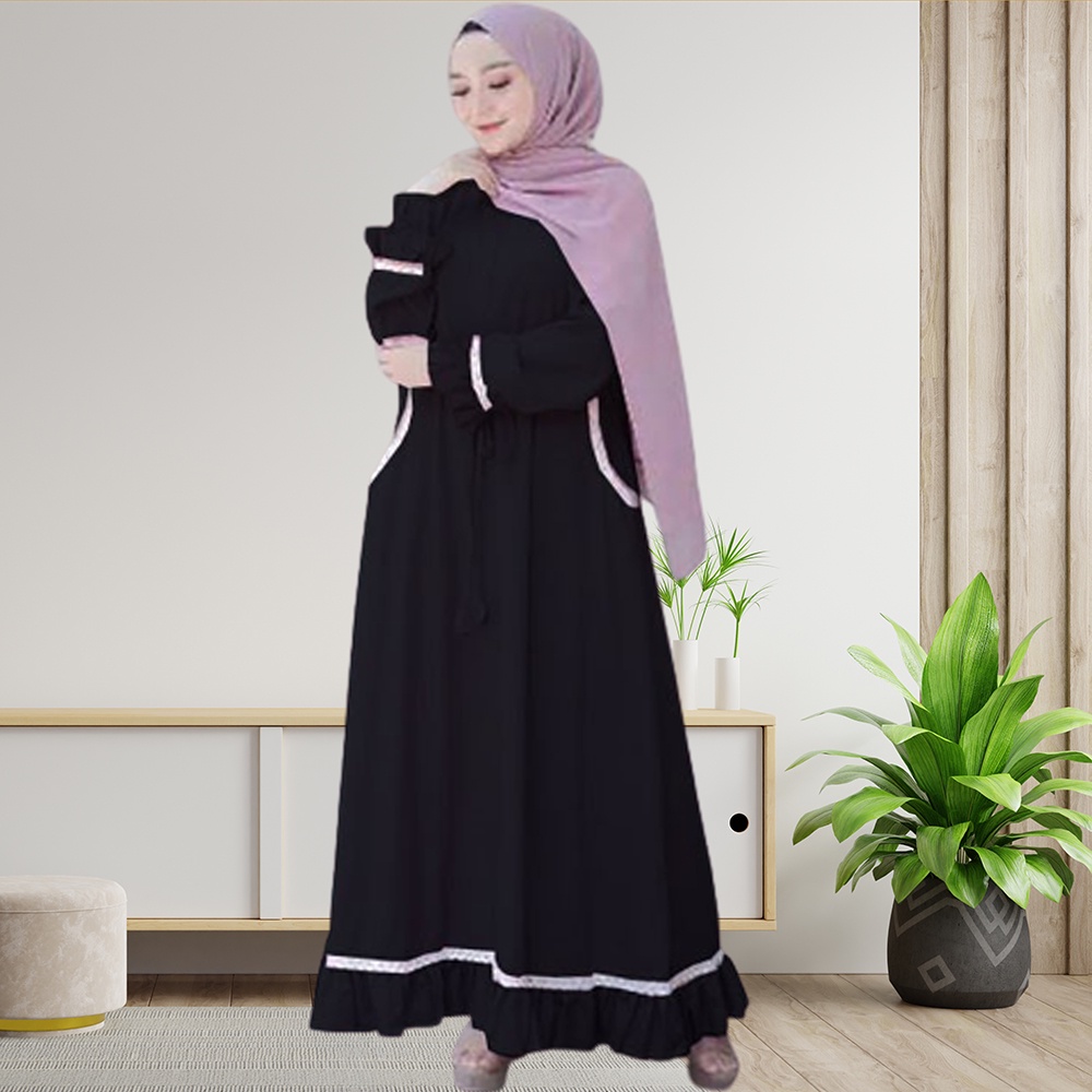 Terbaru Gamis HANIN Dress Muslim Baju Baju Terusan Wanita Gamis Casual