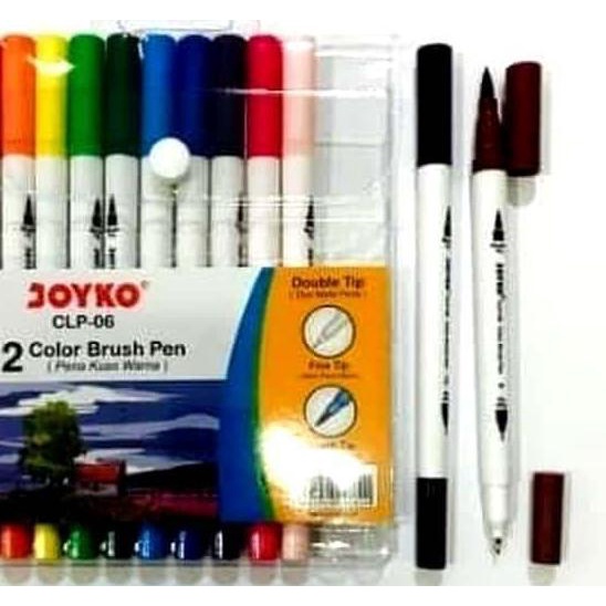 

➴ BRUSH PEN 12 WARNA COLOUR JOYKO 2 MATA SPIDOL ●