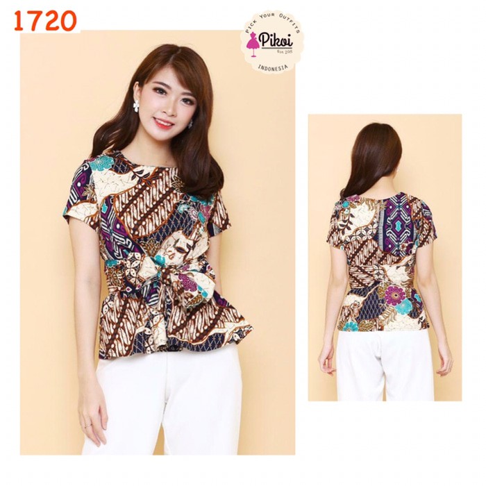 Atasan wanita Baju Batik / Batik Wanita Modern 7/8 / atasan peplum / kantor / kerja Murah , Baru