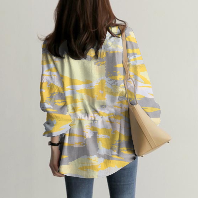 ZANZEA Spring Casual Long Sleeved V Neck Top Printed Elastic Cuff Holiday Blouse