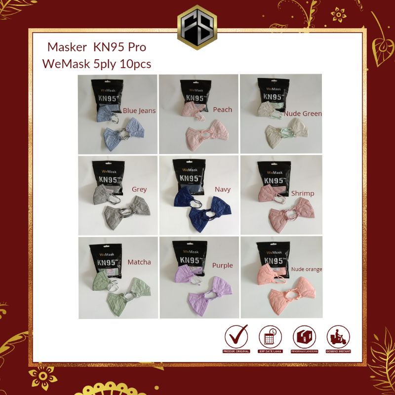 Masker Wemask Kn95 Pro 5 Ply Earloop NEW Korea Design Kualitas Premium Warna Navy Nude Green Matcha 