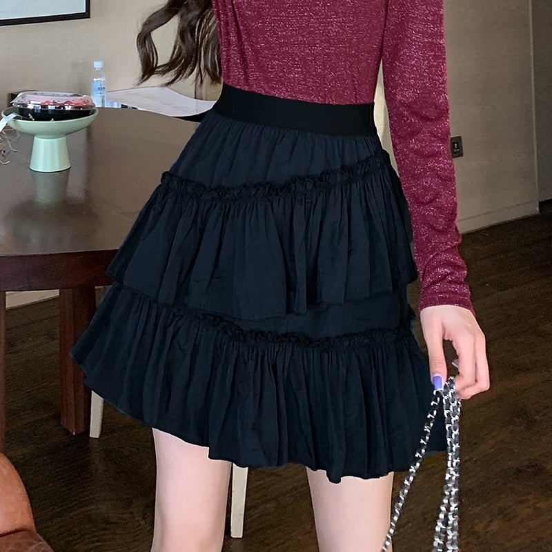 【Rozen】Pleated  Patchwork Irregular Tiered Mini Skirt  7341