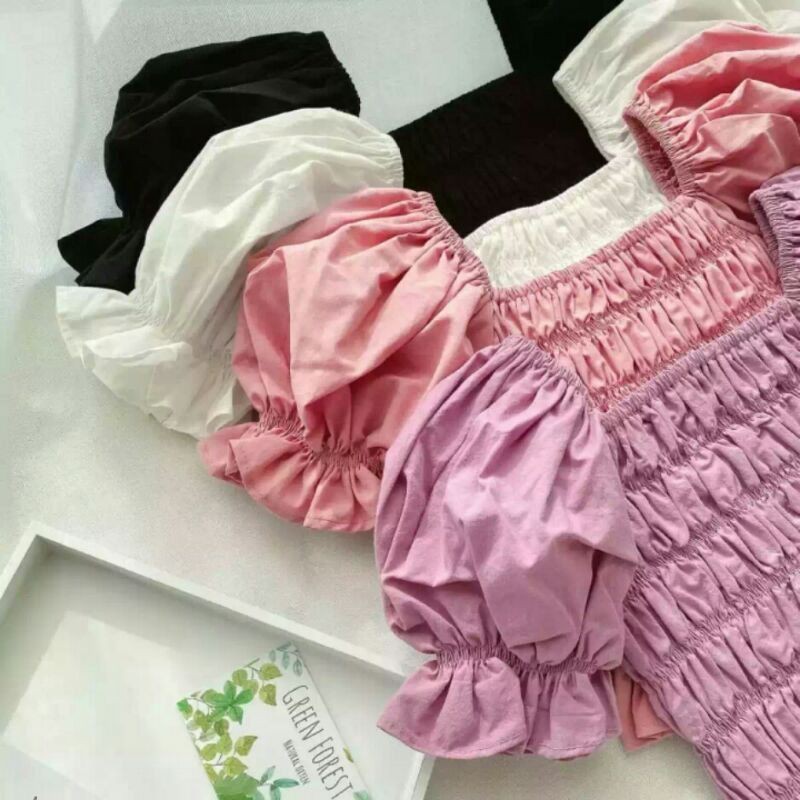 Baju Sabrina Kerut Baby / Baju Sabrina Anak Model Korea