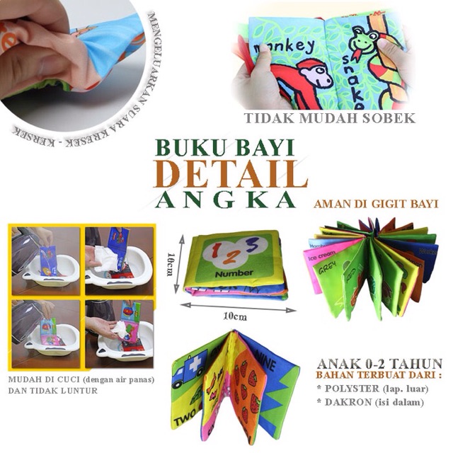 Buku bayi soft book baby buku bantal bayi 01-Number