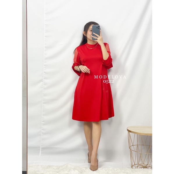 MDLV ~ CNY0522 RedCherry Dress Imlek Women Red Dress Chinese new year Dress Sincia Christmas Dress Premium Dress Import Fashion Import