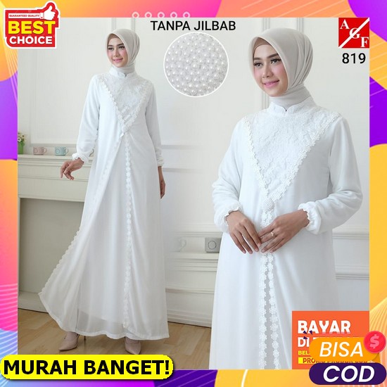 Baju Wanita Terbaru Model Kekinian 2022 Ceruty Polka Size Gamis Syari Jumbo Set Hijab 2Layer Ukuran 