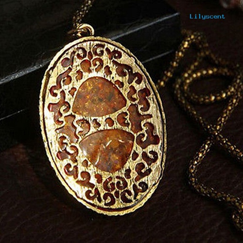 Kalung Rantai Panjang Liontin Model Hollow Gaya Vintage Untuk Wanita