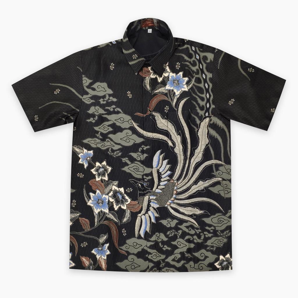 Kemeja batik pria lengan pendek bahan dobby DE47 M L    lapis trikot
