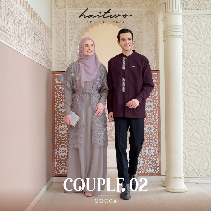 Haitwo Couple 002 Koko Adnan Sarimbit Couple Lengan Panjang Baju Muslim Model Terbaru