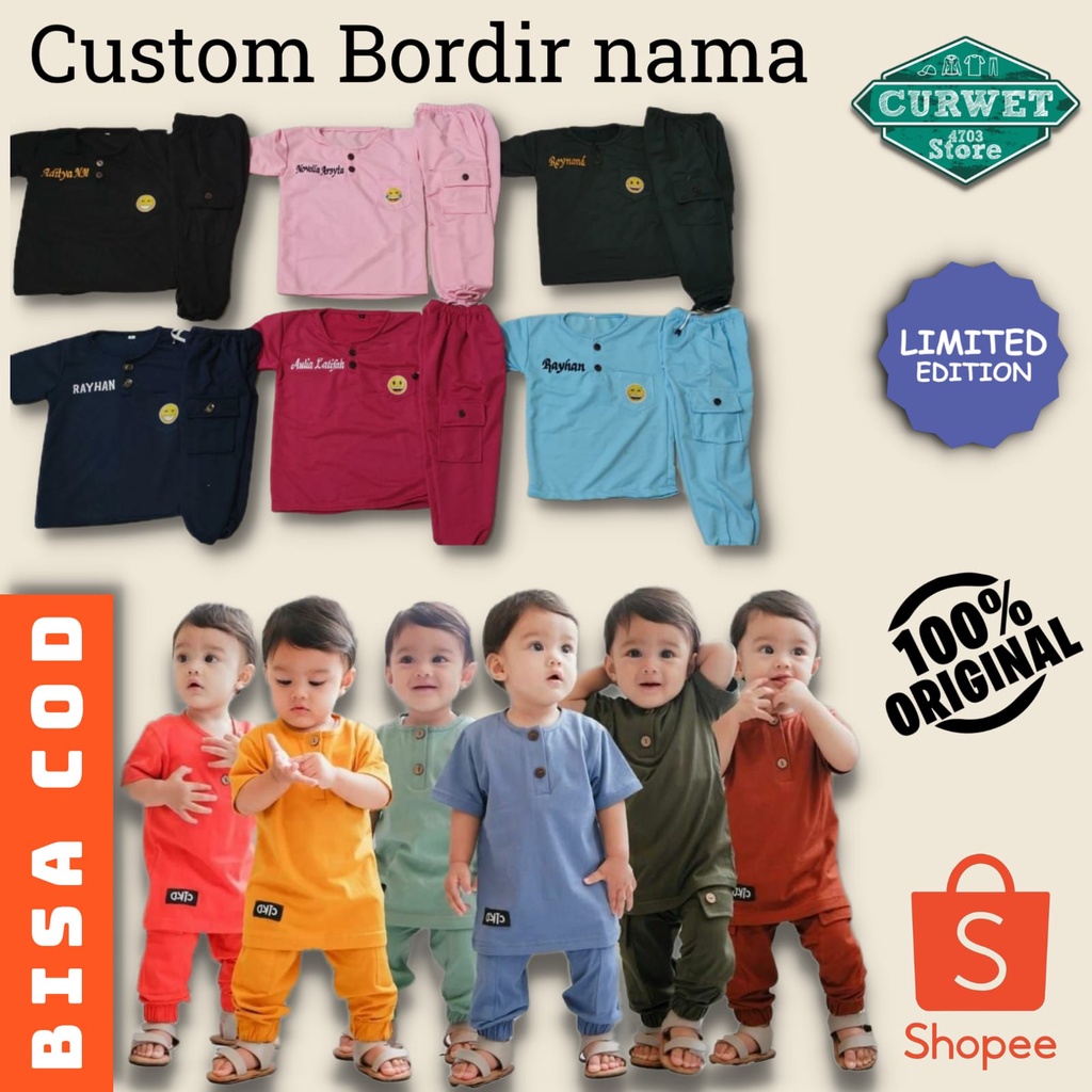 SETELAN KIANO ANAK CEWE/COWO FREE BORDIR NAMA