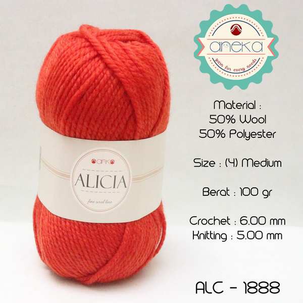 Benang Rajut Wool Alicia Yarn - 1888