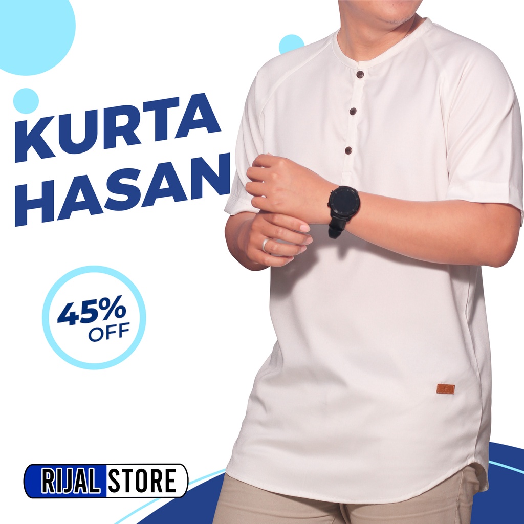 Baju Kokoh Pria Kurta Pakistan ikhwan Cowok Laki Laki Dewasa Premium Lengan Pendek 3/4 Bahan Katun P