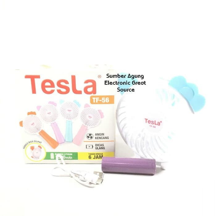 Tesla TF56 Kipas Tangan Mini Portable Hand Tahan 6jam Hello Kitty