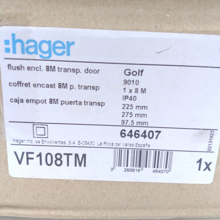 BOX MCB 8 Group Inbow HAGER VF108TM