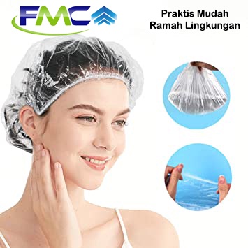 Shower Cap Penutup Rambut Kepala Plastik Disposable Pelindung Makanan Anti Air Showercap Hotel Spa Salon Bleaching Mandi dan lain lain