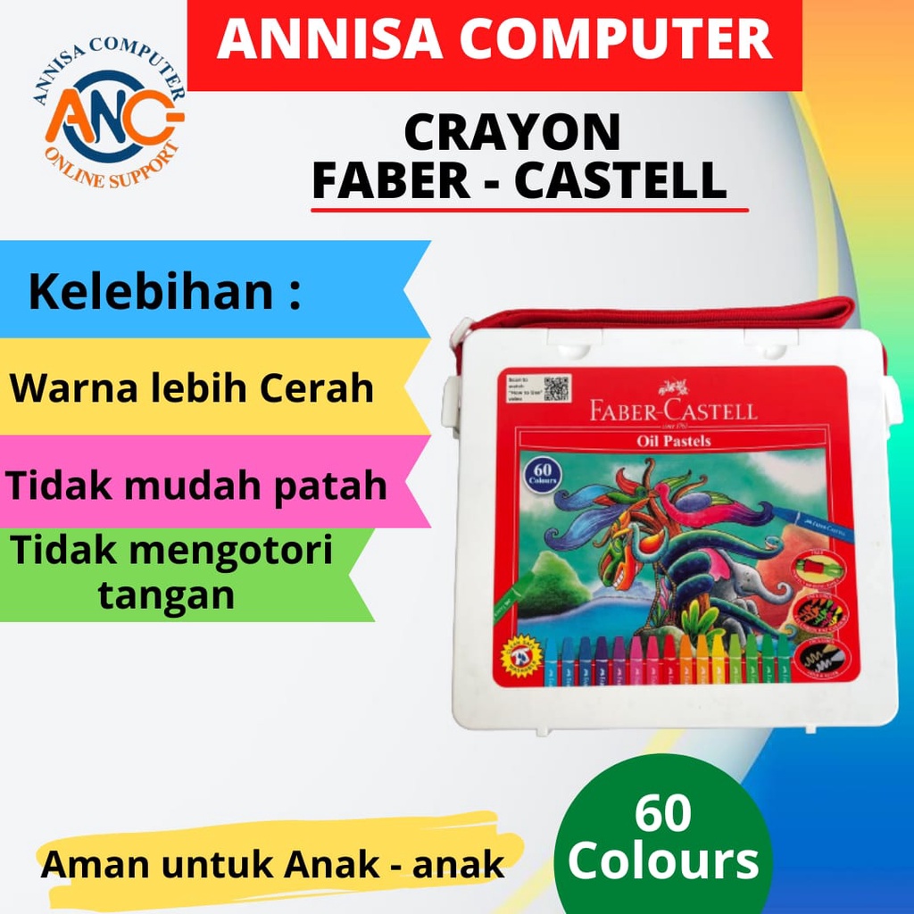 

Crayon Faber - Castell Hexagonal Oil Pastels / Krayon 60 Warna / ORI