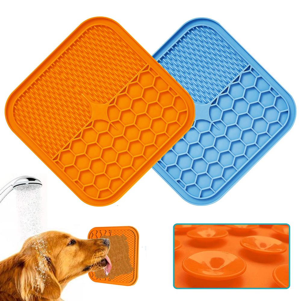 ELEGANT With Suction Cup Pet Slow Food Mat Food Grade Slow Food Bowls Dog Food Feeding Mat For Dog Cat Pet Anxiety Relief Silicone Durable Dispensing Tools Pet Lick Pad/Multicolor