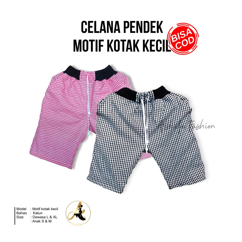 Celana Pendek Motif Kotak / Celana Kolor Pendek / Celana pendek anak / Celana Pendek dewasa