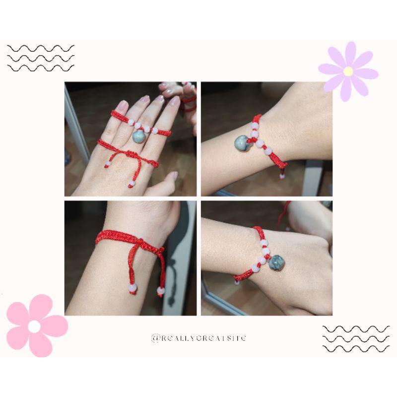(iX) gelang batu giok cina /gelang warna merah keberuntungan