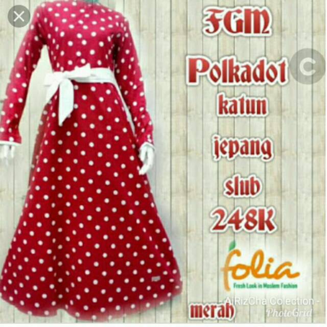 Grosir Gamis Folia Polkadot Katun Jepang