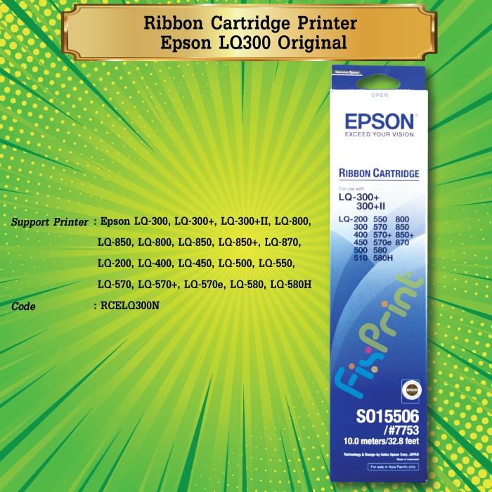 Ribbon Tinta Original Epson LQ-300 Plus LQ-300II LQ-800 LQ300 Plus II Dot Matrix SO15506 7753