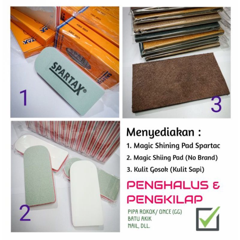 PENGKILAP PIPA ROKOK/ONCE | PENGKILAP BATU AKIK | MAGIC SHINING PAD | KULIT GOSOK