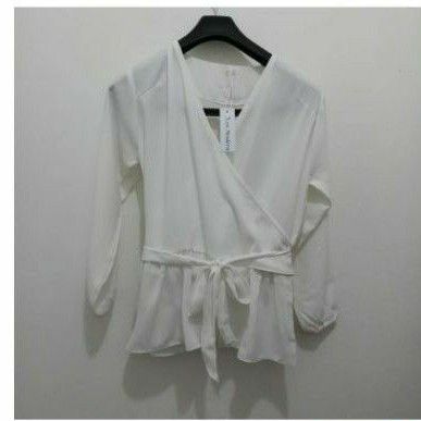 Atasan Blouse Kimono bahan katun kotak / garis ada tali pinggang Ken-327