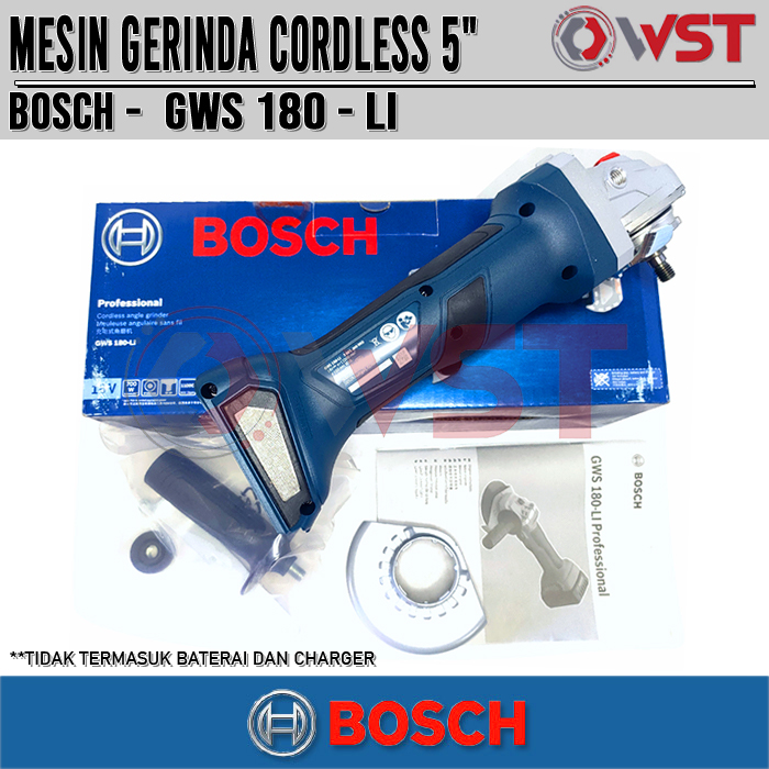 Mesin Gerinda Baterai 5" BOSCH GWS 180-Li / Cordless Grinder GWS 180