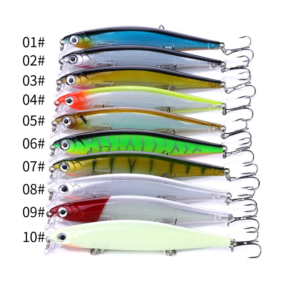 HENGJIA 10PCS Minnow Umpan Pancing Swimbait Ikan Fishing Lure 11cm/13g Wobbler Bait Tackle