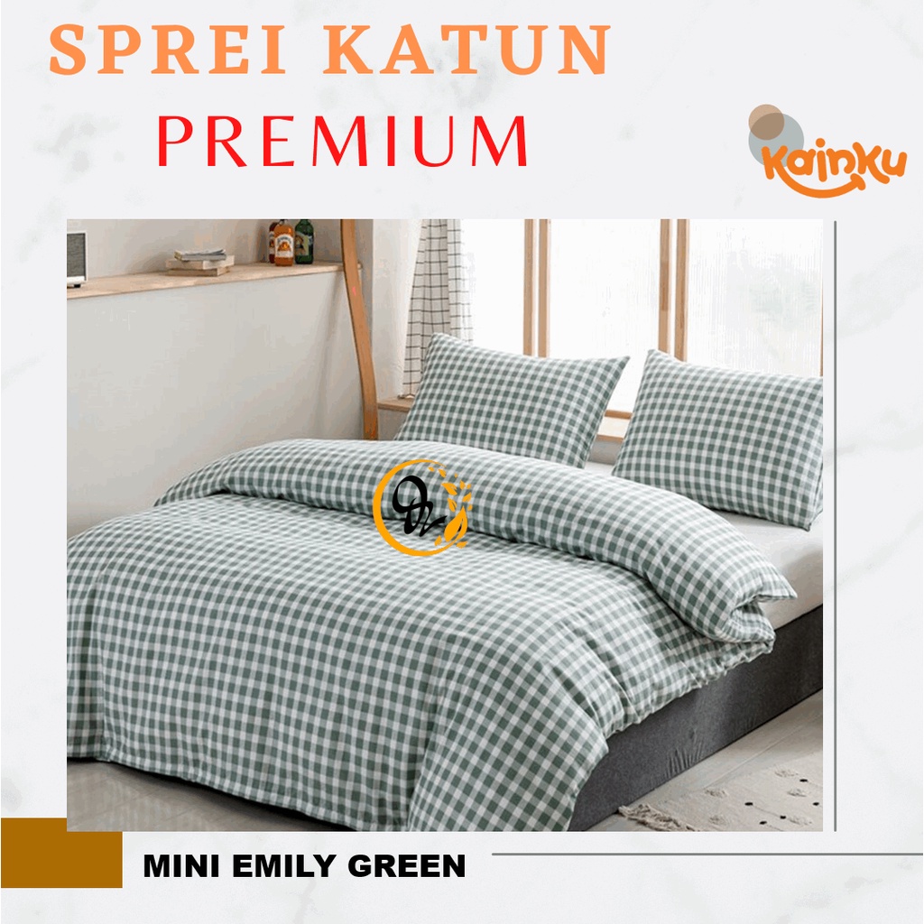 Sprei Katun Anti Geser Bahan Premium Motif Minimalis Kotak ukuran 180x200 160 120 100