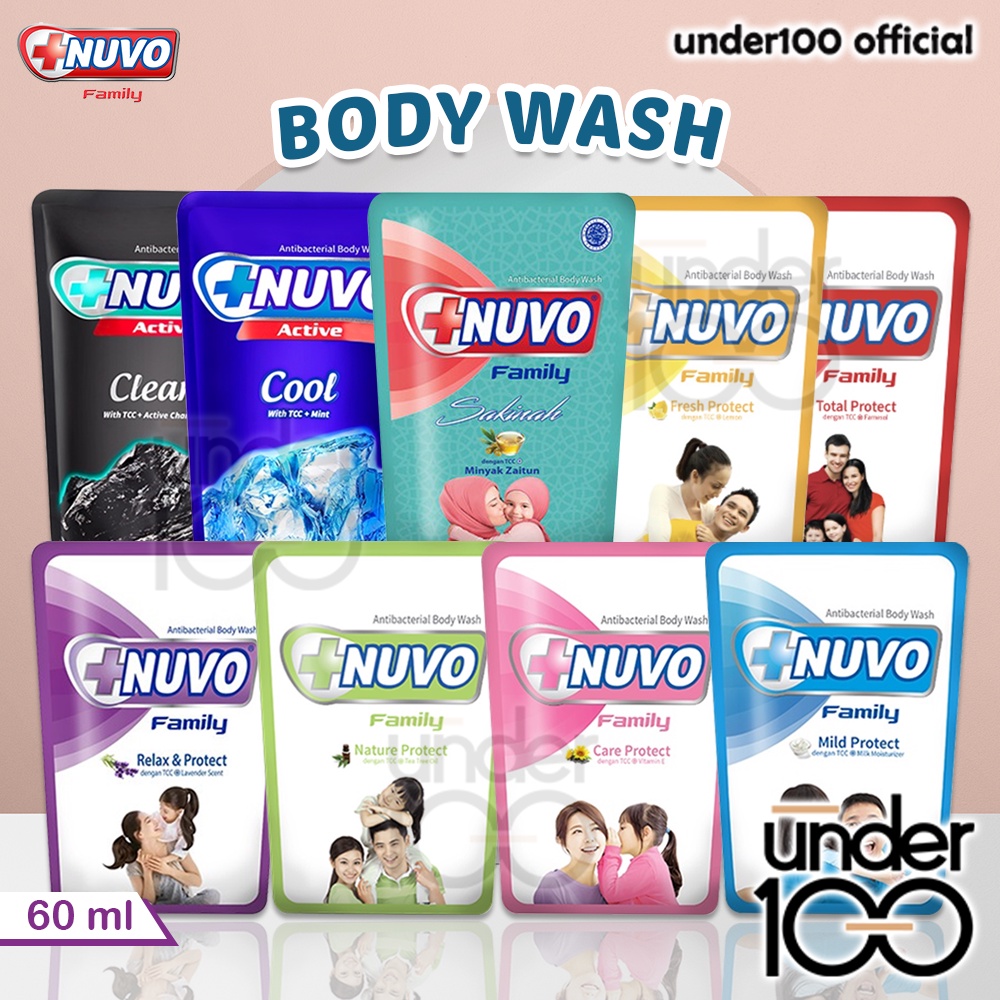 ❤ UNDER100 ❤ NUVO Family Antibacterial Body Wash | Nuvo Active | Sachet 60ml | Sabun Mandi Cair | BPOM