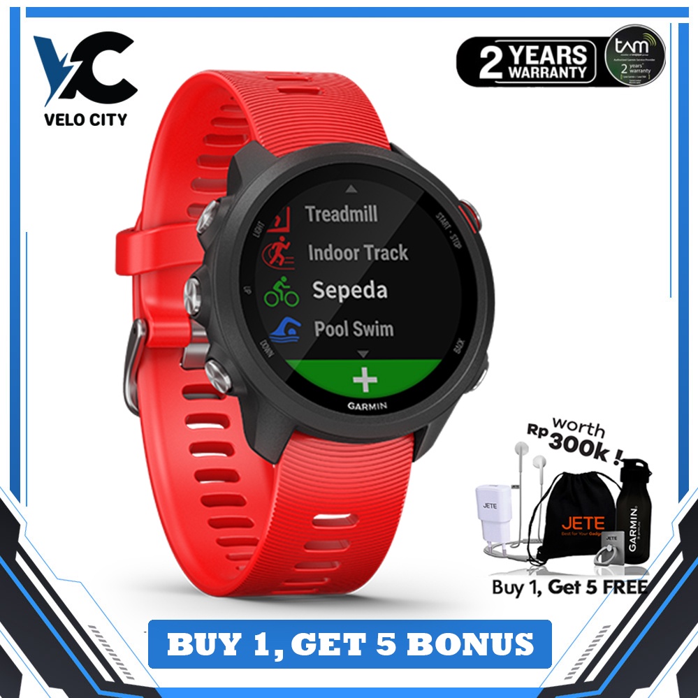 Garmin Forerunner 245 Music Lava Red - Tam 2 Tahun