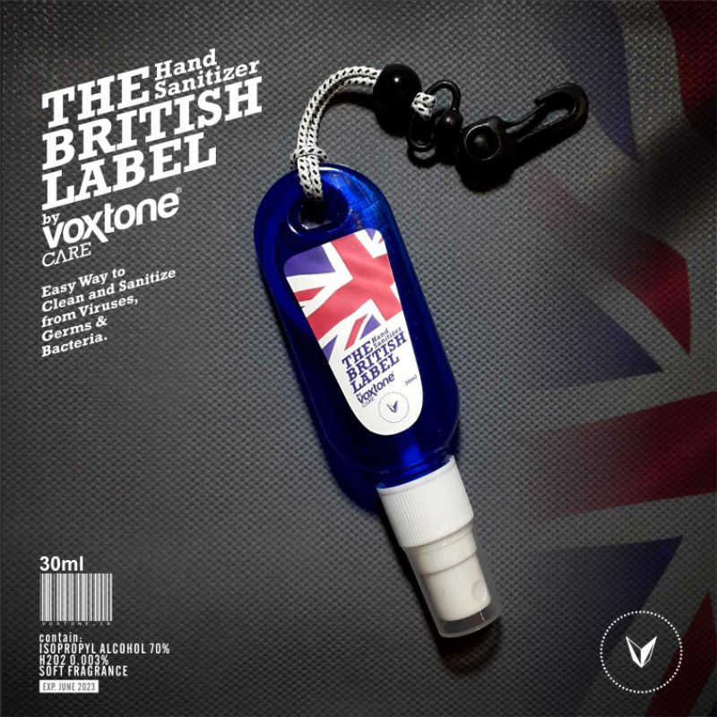 Hand Sanitizer Spray - The British Label by VOXTONE care dengan Botol Gantungan Kunci