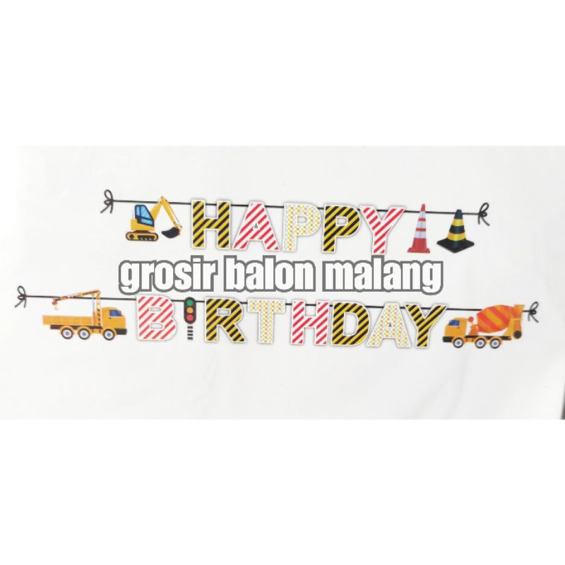 bunting flag banner happy birthday ultah kendaraan excavator