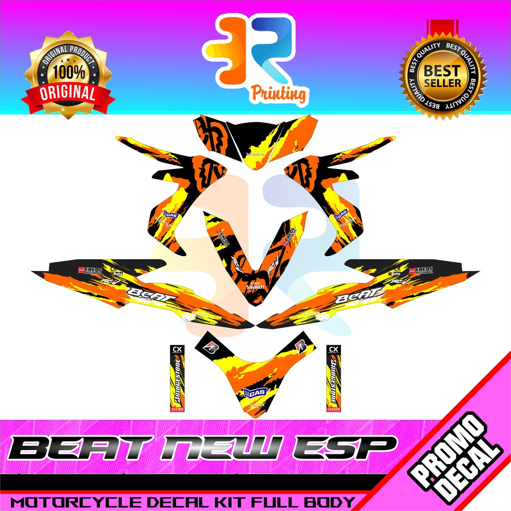 STIKER DECAL STRIPING MOTOR BEAT NEW ESP Fox Racing Orange STICKER LOGO EMBLEM FULL BODY