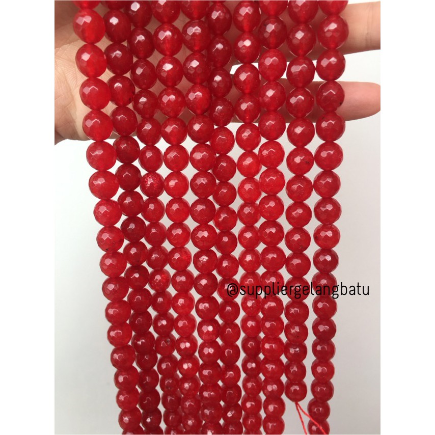 batu red garnet FACETED 10mm manao merah manau batu mulia aksesoris beads supplier grosir kerajinan