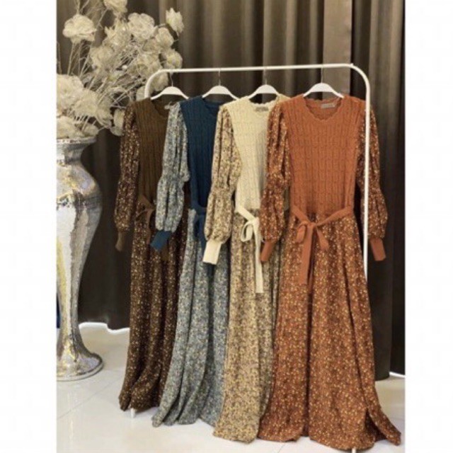 dress gamis rajut vivorie brand vivorie