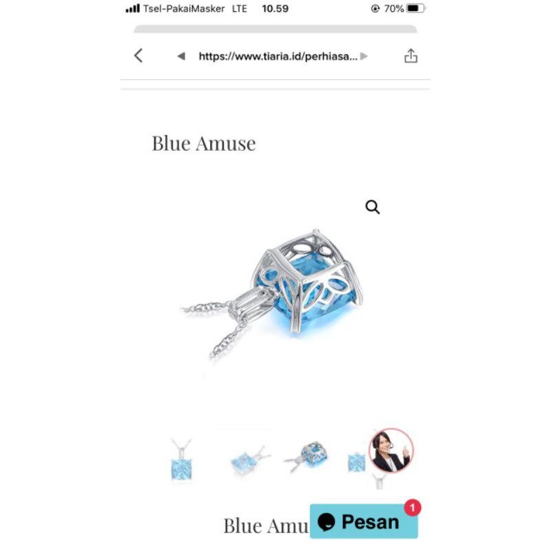 Liontin batu natural blue topaz dengan berlian Asli eropa bahan emas, mata bandul kalung.