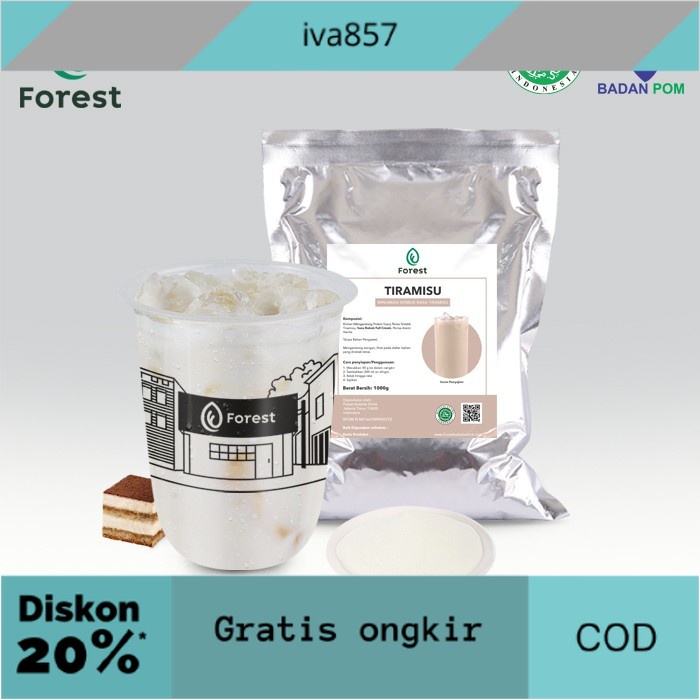 

PROMO Bubuk Minuman TIRAMISU Powder - FOREST Bubble Drink - POWDR+BUBLEWRAP GRATIS ONGKIR