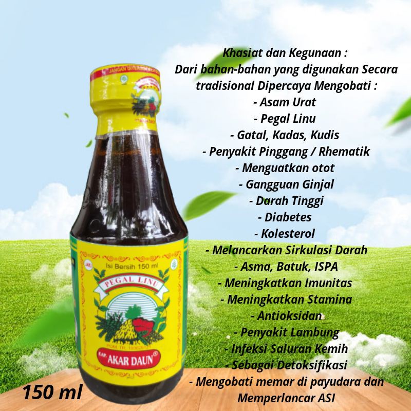 Jamu Kolesterol Dan Pegal Linu 150 Ml Cap Akar Daun Shopee Indonesia