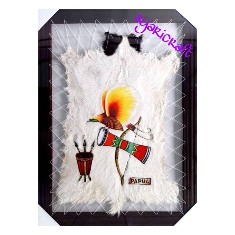 LUKISAN CENDRAWASIH PAPUA HIASAN DINDING KULIT KAMBING sz.JUMBO