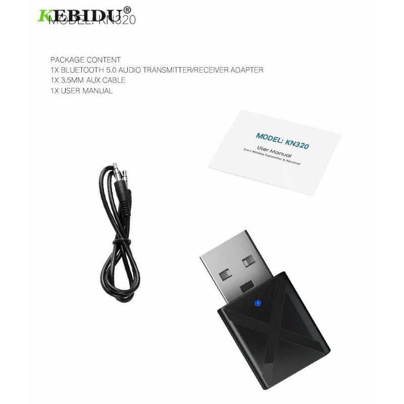 USB Penerima Pemancar Audio Bluetooth 5.0 Transmitter &amp; Receiver laptop komputer PC Blutut  speaker