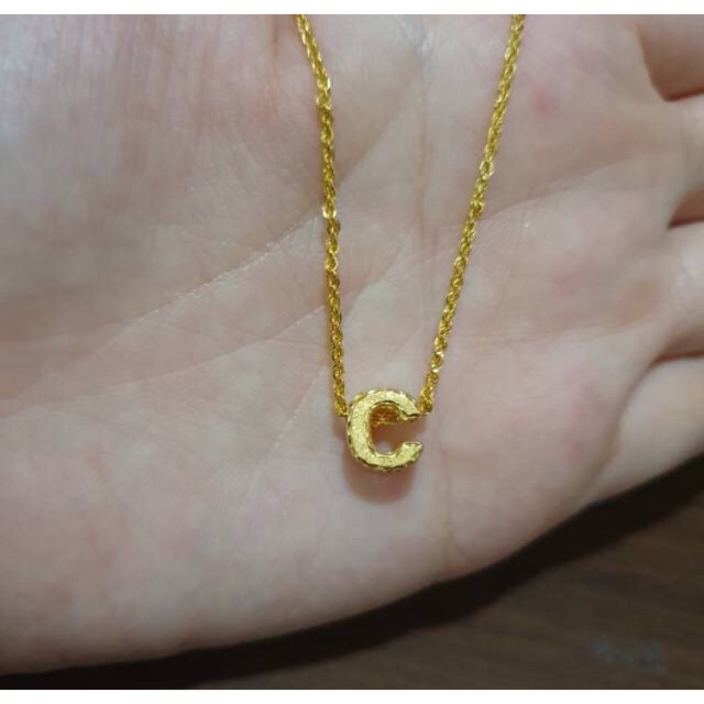 Set kalung liontin anak huruf C kadar 700 emas asli