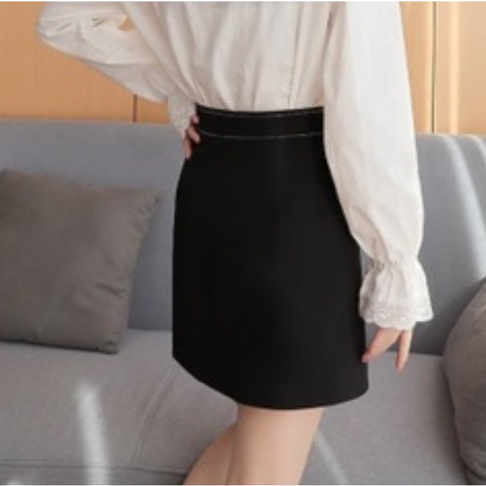 【Blossom】Korean Zip A-Line Mini Skirt 7268