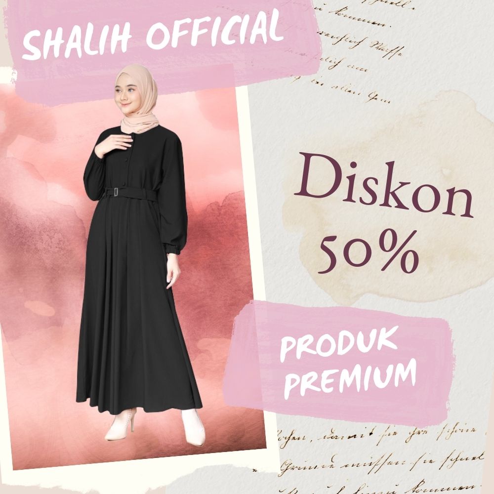 Gamis Hijab Pakaian Butik Busana Muslim Muslimah Wanita perempuan Syari Berkualitas Terbaru HITAM