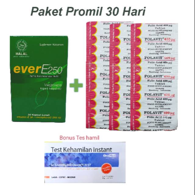 Paket Promil 30 hari ever E folavit tes hamiL /EVER E 1+FOLAVIT 3 +TES HAMIL 1